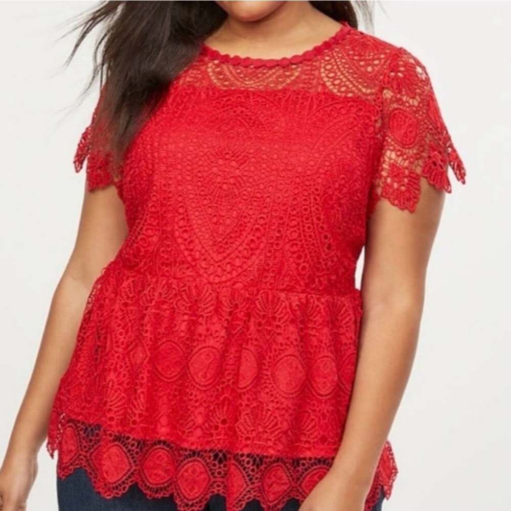 Lane Bryant Red Lace Top sz. 28